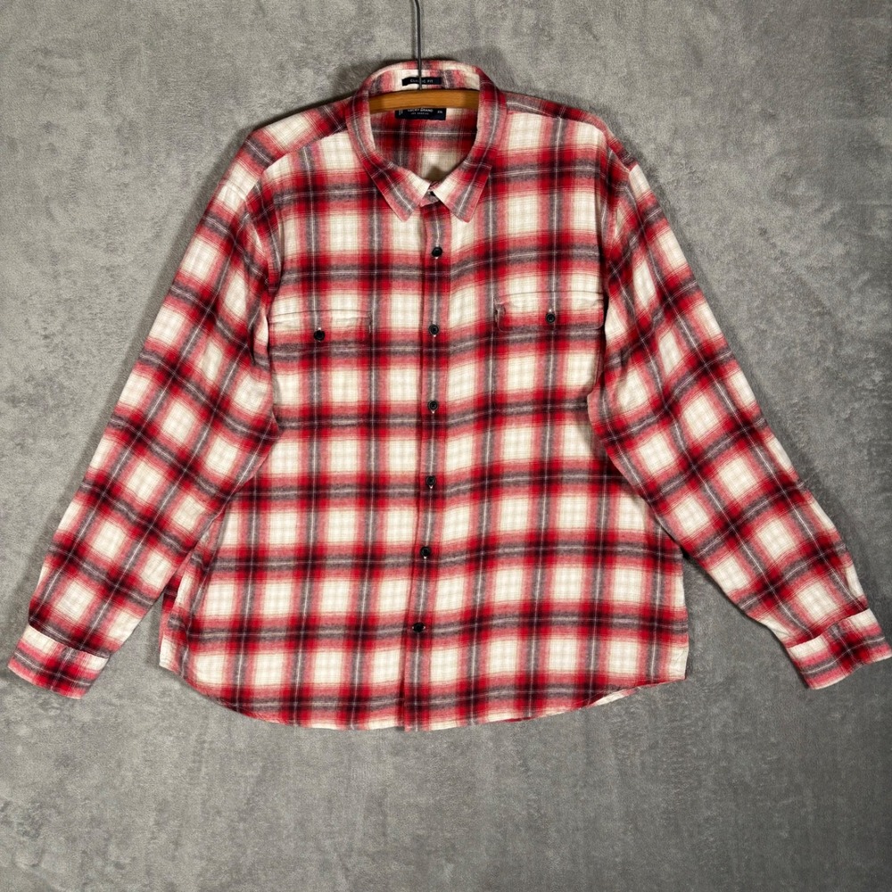 Lucky Brand Classic Fit Flannel Shirt Men's‎ Size XXL Red Black Plaid Lumberjack